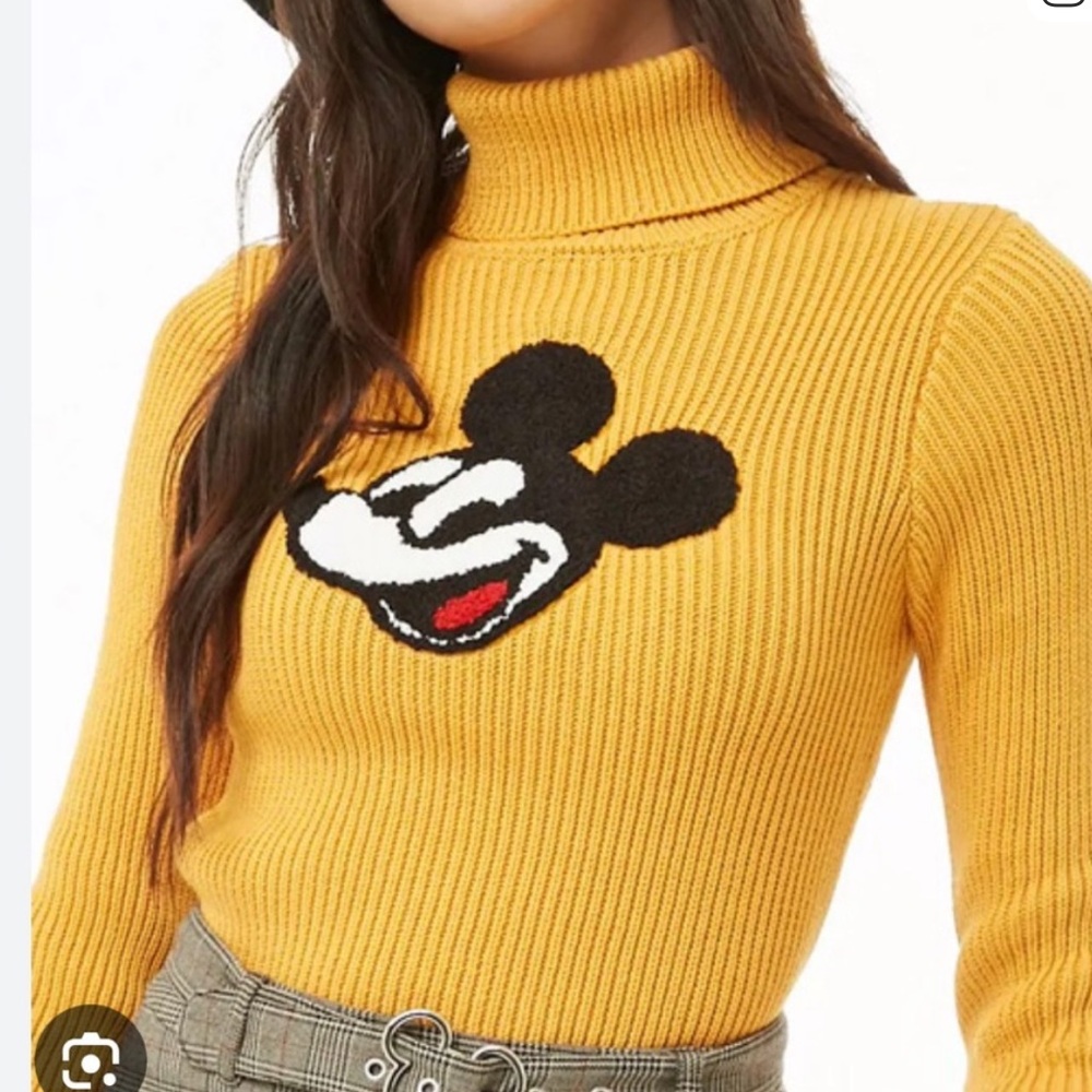 Disney x Forever 21 MickeyMouse 90th Anniversary Yellow RibbedKnit Sweater NWT M
